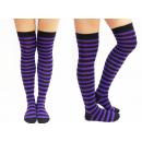 Purple black stripe over he knee socks